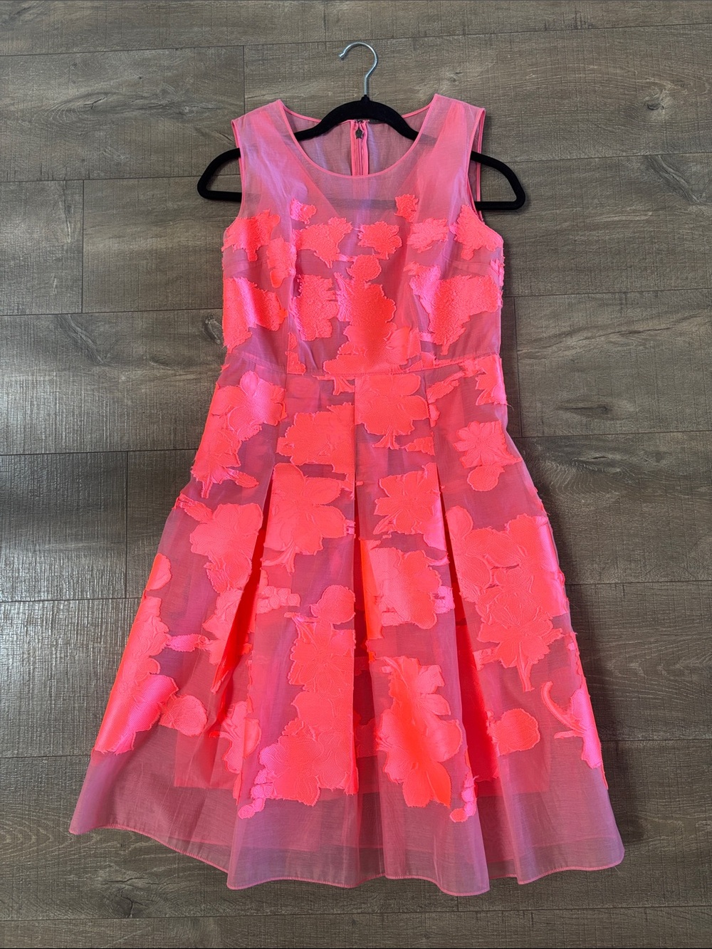 Elie Tahari Electric Pink Floral A-Line Dress -